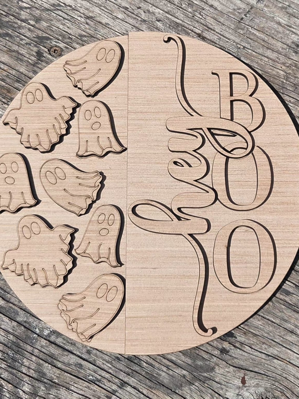 Wooden Halloween Hey Boo Ghost Sign DIY Paintkit - Wood